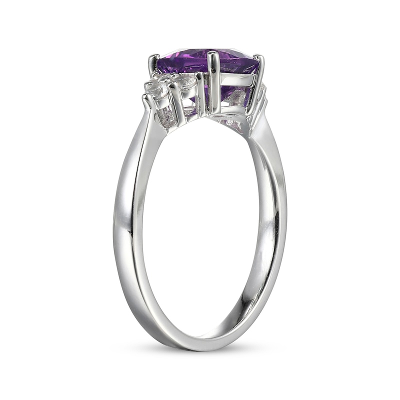 Main Image 2 of Cushion-Cut Amethyst & White Lab-Created Sapphire Ring Sterling Silver