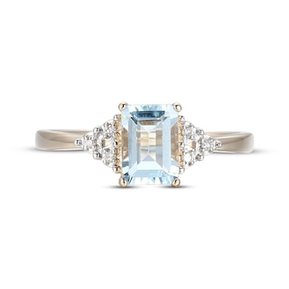 Emerald-Cut Aquamarine & Diamond Accent Ring 10K Yellow Gold | Kay Outlet