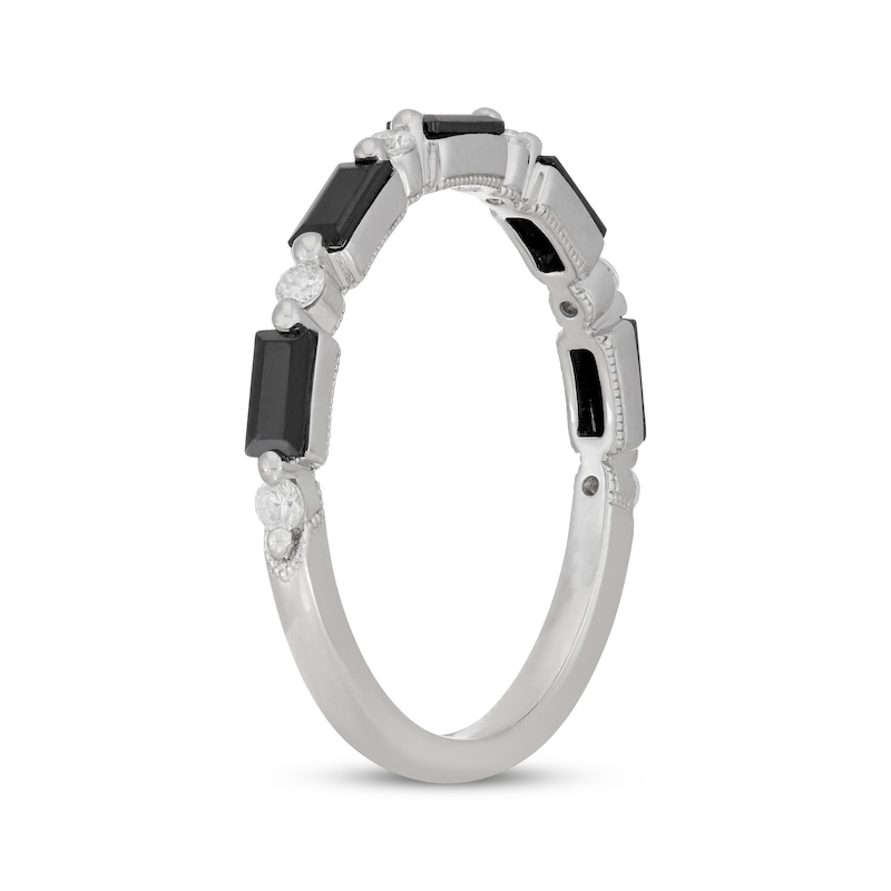 Main Image 2 of Neil Lane Round & Baguette-Cut Black & Round-Cut White Diamond Wedding Band 5/8 ct tw 14K White Gold