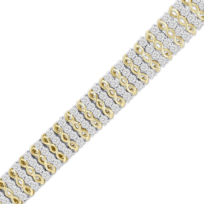 Main Image 2 of Diamond Alternating Twist Link Bracelet 3 ct tw 10K Yellow Gold 7&quot;