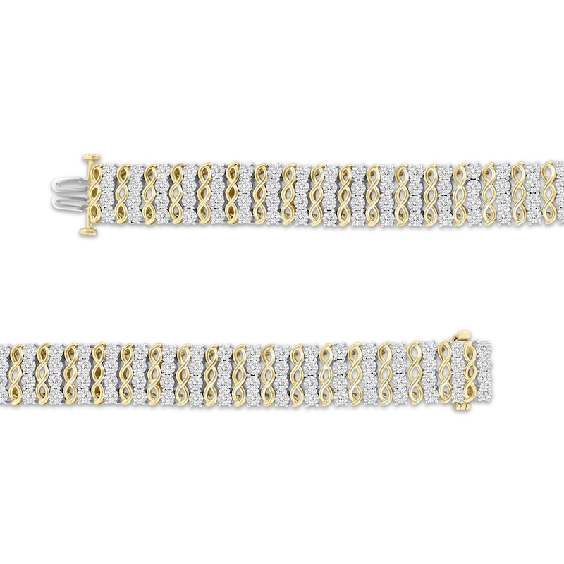 Main Image 3 of Diamond Alternating Twist Link Bracelet 3 ct tw 10K Yellow Gold 7&quot;