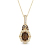 Thumbnail Image 1 of Le Vian Oval-Cut Chocolate Quartz Necklace 3/8 ct tw Diamonds 14K Honey Gold 19&quot;