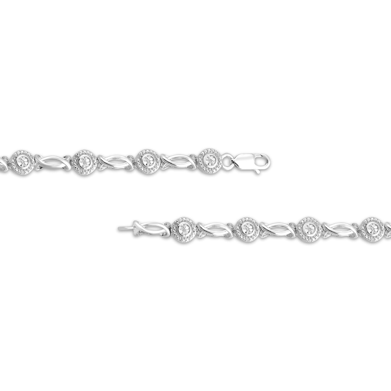 Diamond Circle & Twist Link Bracelet 1/10 ct tw Sterling Silver 7.5"