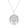 Thumbnail Image 0 of White Lab-Created Sapphire Tree of LIfe Locket Necklace Sterling Silver 18"