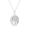 Thumbnail Image 1 of White Lab-Created Sapphire Tree of LIfe Locket Necklace Sterling Silver 18"