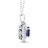 Thumbnail Image 1 of Oval-Cut Blue Sapphire & Diamond Necklace 1/4 ct tw 10K White Gold 18"