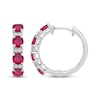 Thumbnail Image 3 of Lab-Created Ruby & White Lab-Created Sapphire Hoop Earrings Sterling Silver