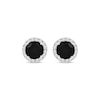 Thumbnail Image 2 of Black Onyx & White Lab-Created Sapphire Halo Stud Earrings Sterling Silver