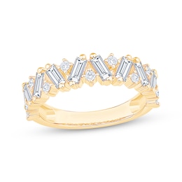 Baguette & Round-Cut Diamond Anniversary Ring 1 ct tw 14K Yellow Gold