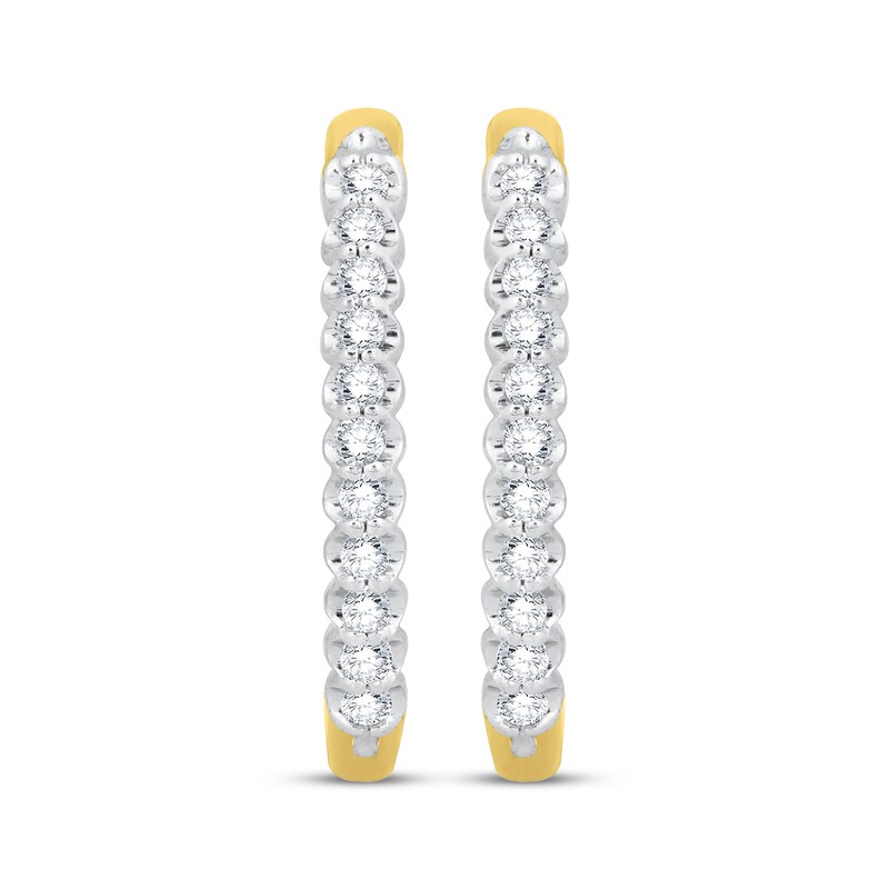 Main Image 2 of Diamond Oval Hoop Earrings 1/2 ct tw 10K Yellow Gold