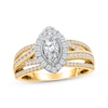 Thumbnail Image 0 of Marquise-Cut Diamond Halo Crossover Shank Engagement Ring 1 ct tw 18K Yellow Gold