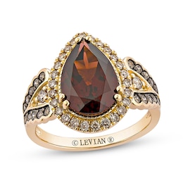 Le Vian Pear-Shaped Garnet Ring 1/2 ct tw Diamonds 14K Honey Gold