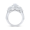 Thumbnail Image 2 of Oval-Cut Diamond Three-Stone Halo Engagement Ring 3 ct tw 14K White Gold