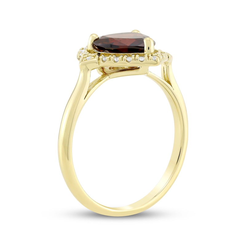 Heart-Shaped Garnet & Diamond Ring 1/10 ct tw 10K Yellow Gold