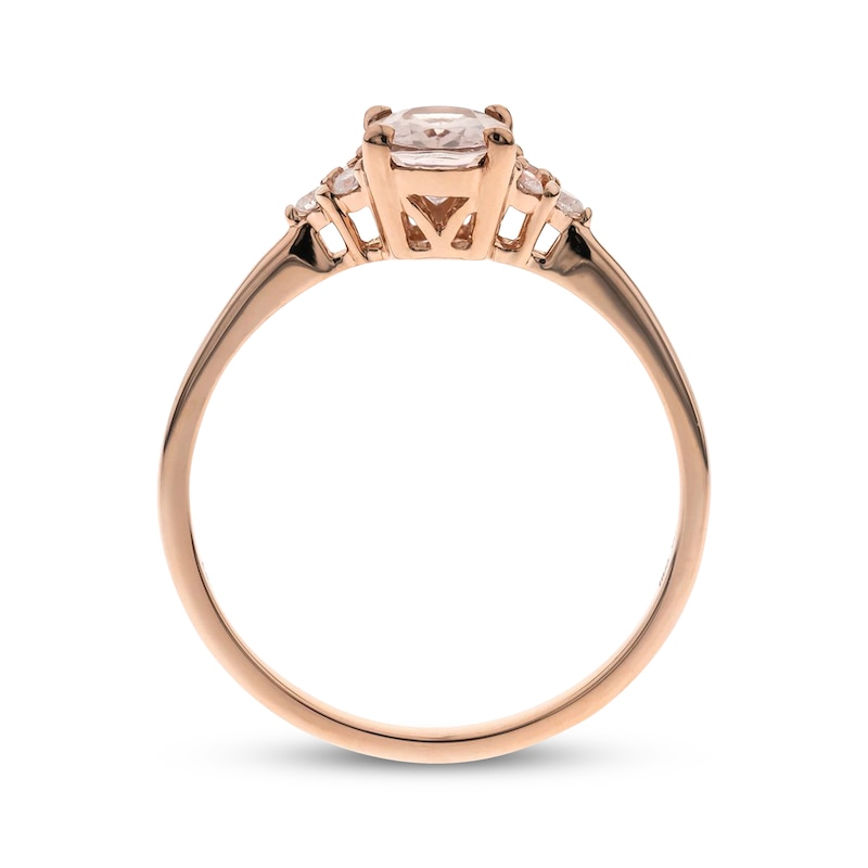 Main Image 2 of Oval-Cut Morganite & Diamond Ring 1/10 ct tw 10K Rose Gold