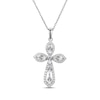 Thumbnail Image 1 of Marquise & Round-Cut White Lab-Created Sapphire Cross Necklace Sterling Silver 18&quot;