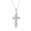 Thumbnail Image 2 of Marquise & Round-Cut White Lab-Created Sapphire Cross Necklace Sterling Silver 18&quot;