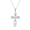 Thumbnail Image 3 of Marquise & Round-Cut White Lab-Created Sapphire Cross Necklace Sterling Silver 18&quot;