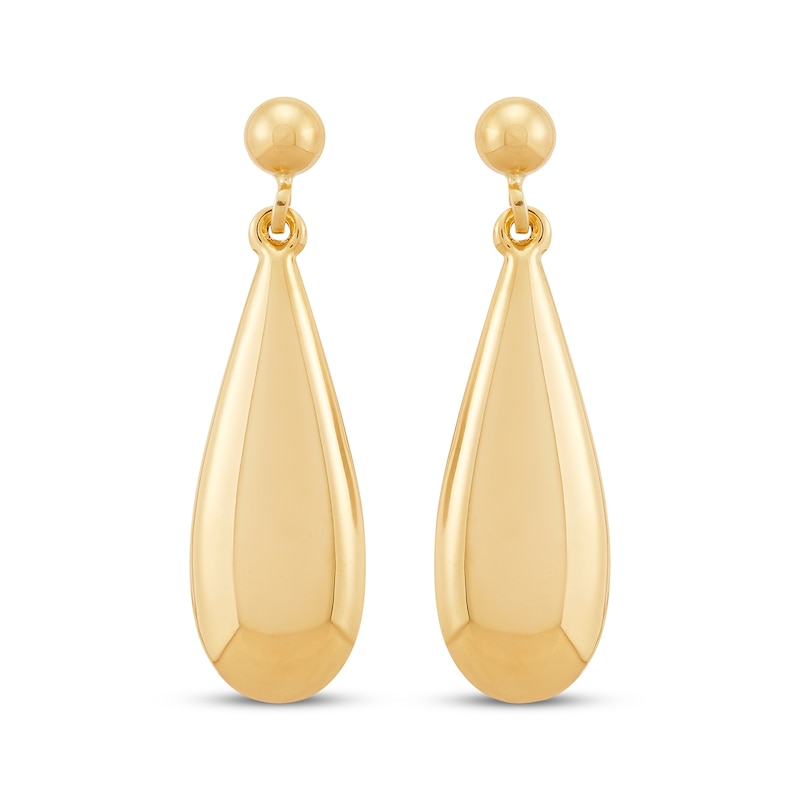 Main Image 2 of Polished Eggplant-Shaped Drop Earrings 10K Yellow Gold