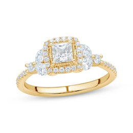 Princess-Cut Diamond Halo Engagement Ring 1 ct tw 14K Yellow Gold