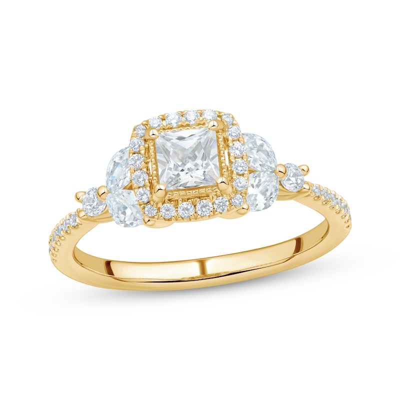 Main Image 1 of Princess-Cut Diamond Halo Engagement Ring 1 ct tw 14K Yellow Gold