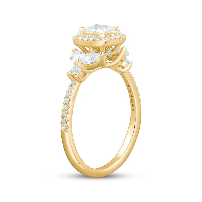 Main Image 2 of Princess-Cut Diamond Halo Engagement Ring 1 ct tw 14K Yellow Gold