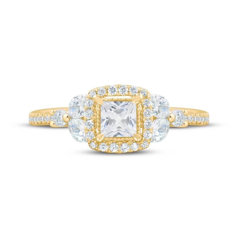 Main Image 3 of Princess-Cut Diamond Halo Engagement Ring 1 ct tw 14K Yellow Gold