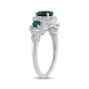 Thumbnail Image 2 of Memories Moments Magic Lab-Created Emerald & Diamond Three-Stone Ring 1/6 ct tw Sterling Silver