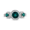 Thumbnail Image 3 of Memories Moments Magic Lab-Created Emerald & Diamond Three-Stone Ring 1/6 ct tw Sterling Silver