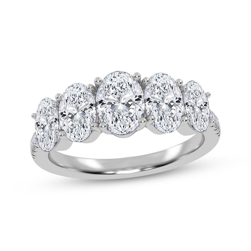 Main Image 1 of Lab-Grown Diamonds by KAY Oval-Cut Graduating Ring 2 ct tw 14K White Gold