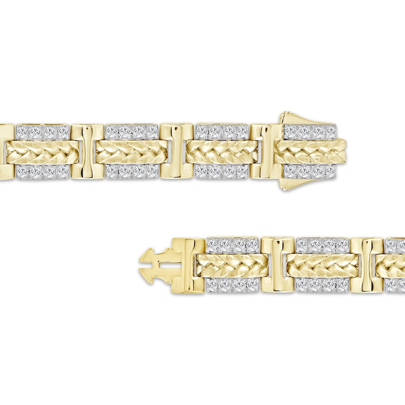 Main Image 3 of Men's Diamond Railroad Link Bracelet 3-1/2 ct tw 10K Yellow Gold 8.5&quot;