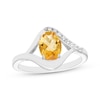 Thumbnail Image 1 of Oval-Cut Citrine & White Lab-Created Sapphire Ring Sterling Silver