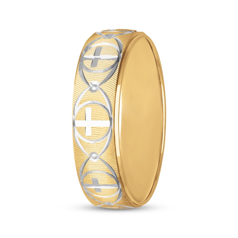 Main Image 2 of Men's Cross Wedding Band 10K Yellow Gold 6mm