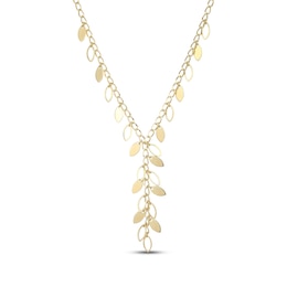 Leaves Y-Drop Necklace 18K Yellow Gold-Plated Sterling Silver 18&quot;