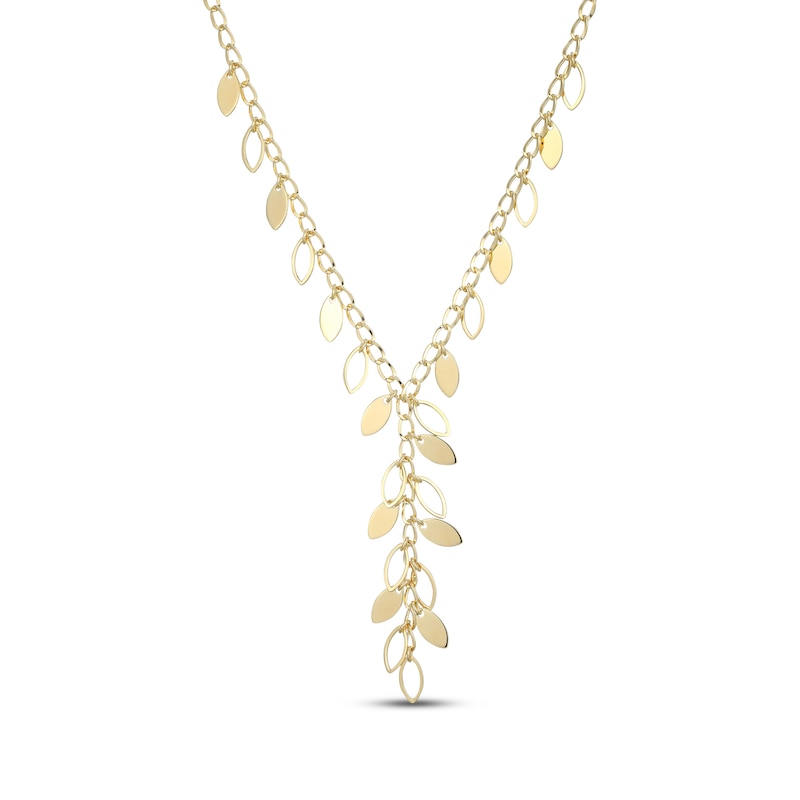 Main Image 1 of Leaves Y-Drop Necklace 18K Yellow Gold-Plated Sterling Silver 18&quot;