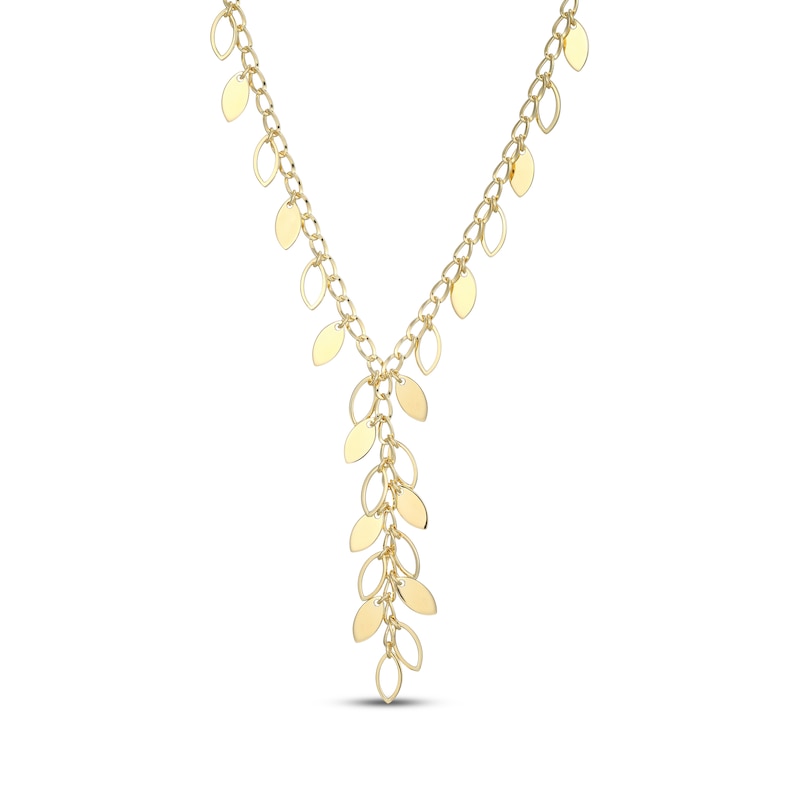 Main Image 3 of Leaves Y-Drop Necklace 18K Yellow Gold-Plated Sterling Silver 18&quot;