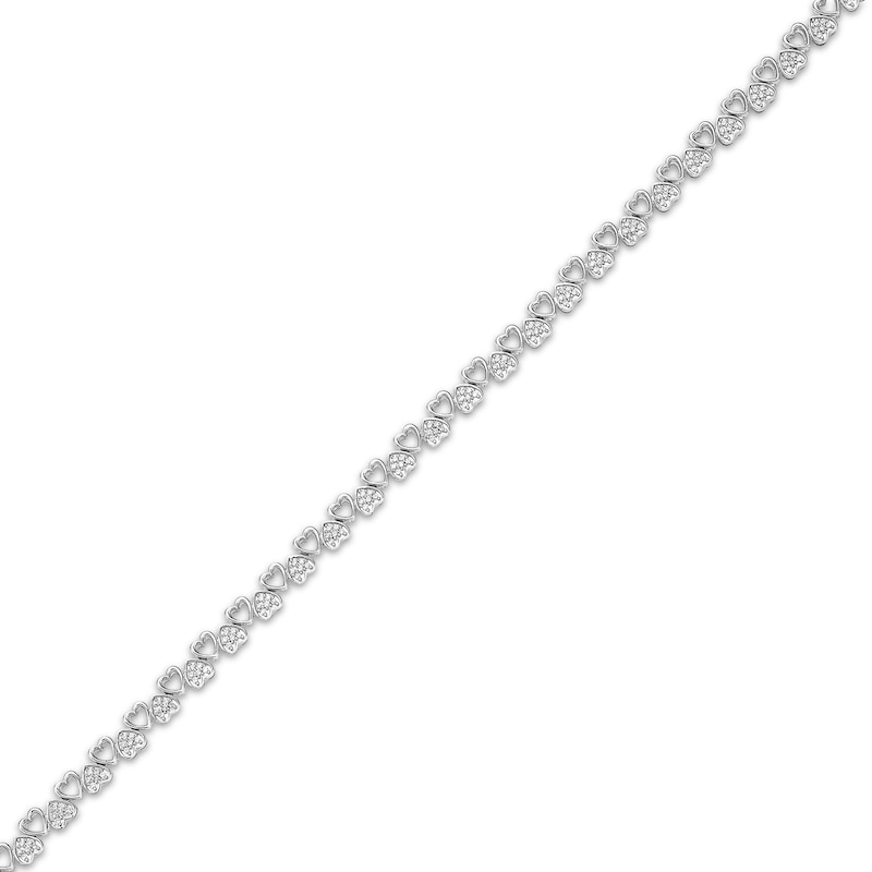 Main Image 2 of Multi-Diamond Alternating Heart Link Bracelet 1/2 ct tw Sterling Silver 7.5&quot;