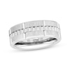 Thumbnail Image 1 of Men's Ribbed Wedding Band Tungsten Carbide 8mm