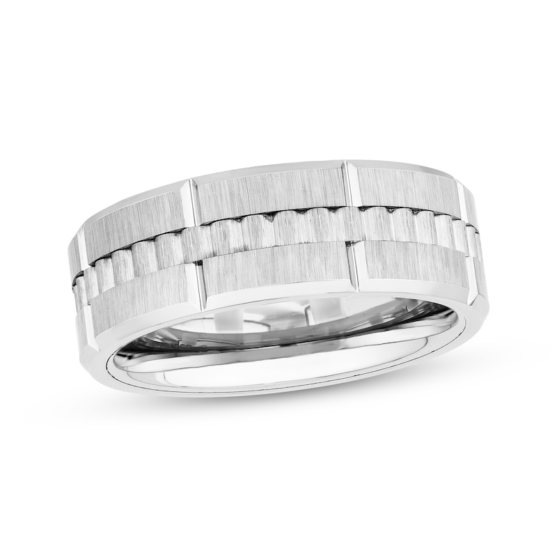 Main Image 1 of Men's Ribbed Wedding Band Tungsten Carbide 8mm