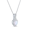 Thumbnail Image 2 of Heart-Shaped White Lab-Created Opal & Round-Cut White Lab-Created Sapphire Necklace Sterling Silver 18”