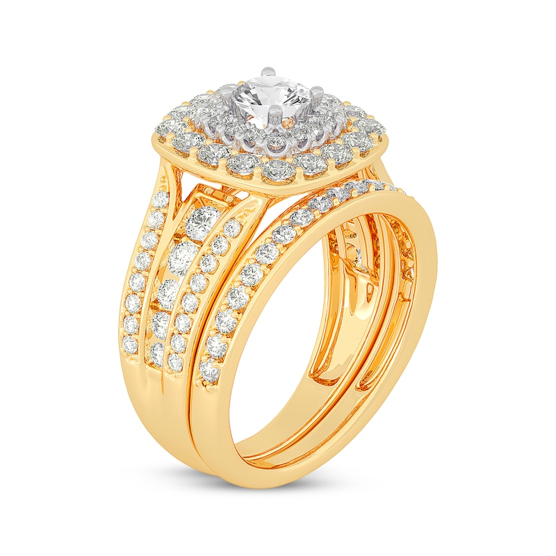 Diamond Double Cushion Frame Bridal Set 2 ct tw 14K Yellow Gold | Kay ...