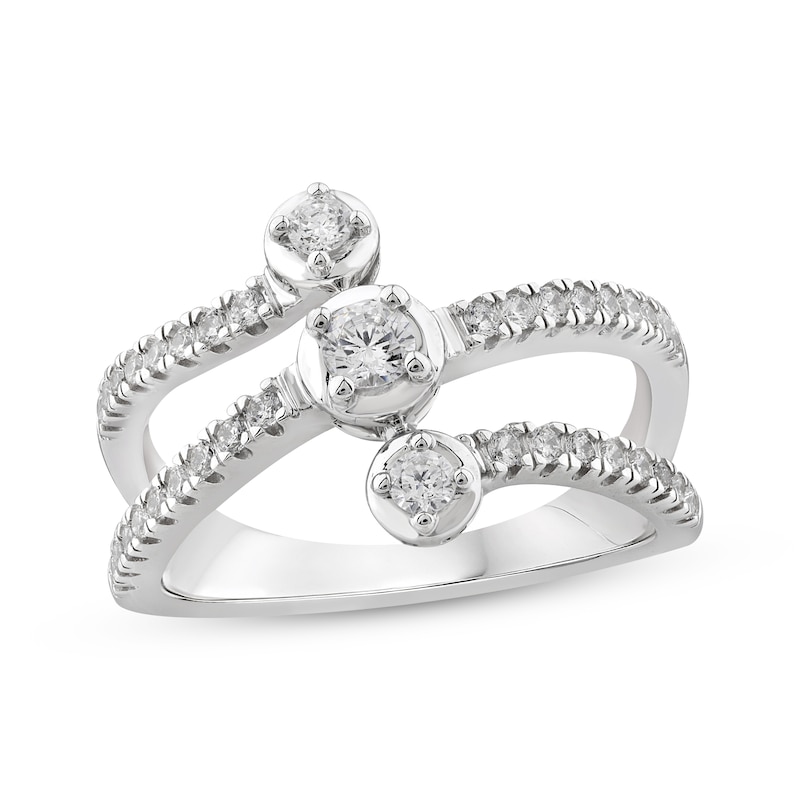 Lab-Created Diamonds by KAY Three-Stone Bypass Ring 1/2 14K White Gold
