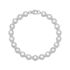 Thumbnail Image 2 of Cultured Pearl & White Lab-Created Sapphire Circle Link Bracelet Sterling Silver 7.5&quot;