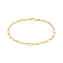 Hollow Paperclip Chain Anklet 10K Yellow Gold 10&quot;
