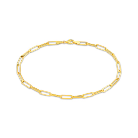 Hollow Paperclip Chain Anklet 10K Yellow Gold 10"