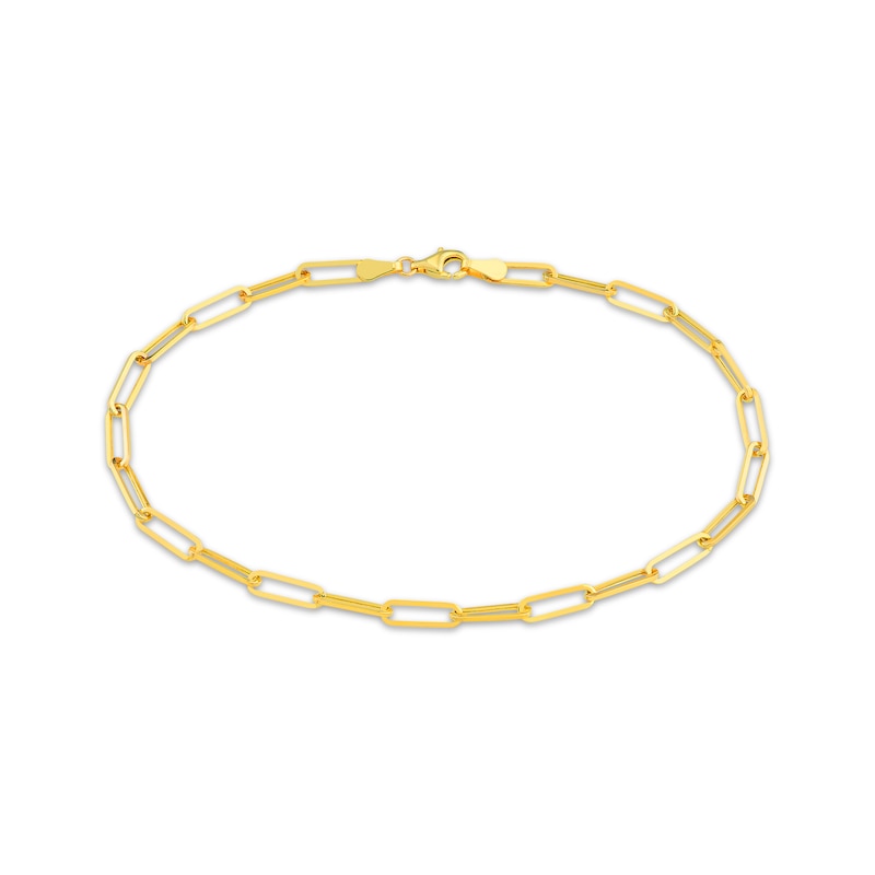 Main Image 1 of Hollow Paperclip Chain Anklet 10K Yellow Gold 10&quot;