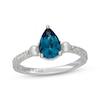 Thumbnail Image 1 of Neil Lane Pear-Shaped London Blue Topaz, Diamond & Cultured Akoya Pearl Engagement Ring 1/5 ct tw 14K White Gold