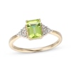 Thumbnail Image 0 of Emerald-Cut Peridot & Diamond Accent Ring 10K Yellow Gold