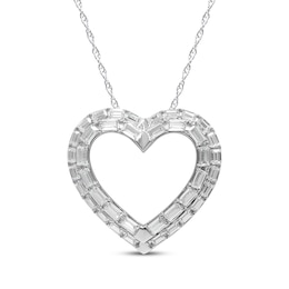Lab-Created Diamonds by KAY Baguette-Cut Heart Necklace 1 ct tw 10K White Gold 18&quot;