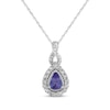 Thumbnail Image 1 of Pear-Shaped Blue Lab-Created Sapphire & Diamond Necklace 1/10 ct tw Sterling Silver 18&quot;